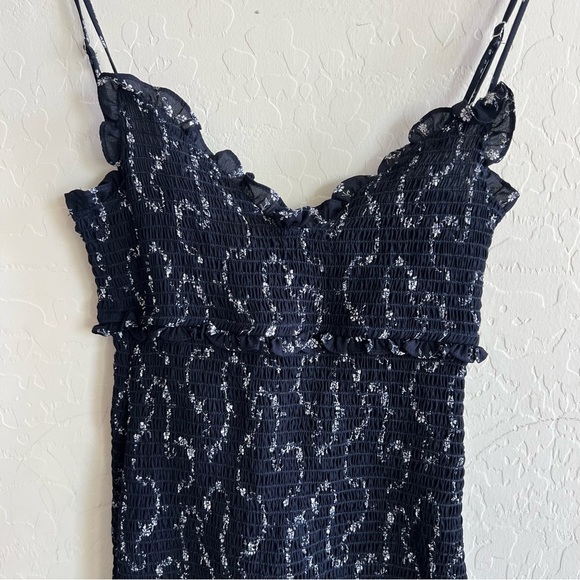 Likely Zephra Smocked Printed Mini Dress With Ruffle Hem - Picture 4 of 8